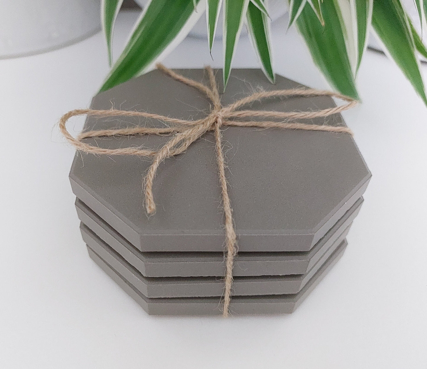 Ceramic Matte Grey Octagon Coasters