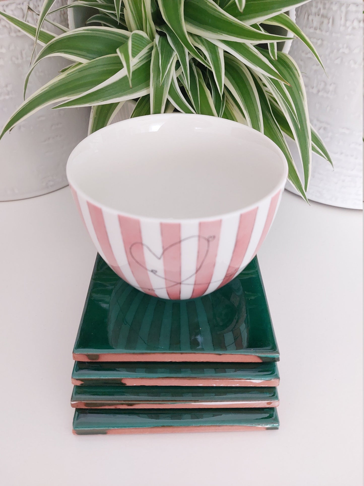 Ceramic Green coasters ( coasters set of 4 )