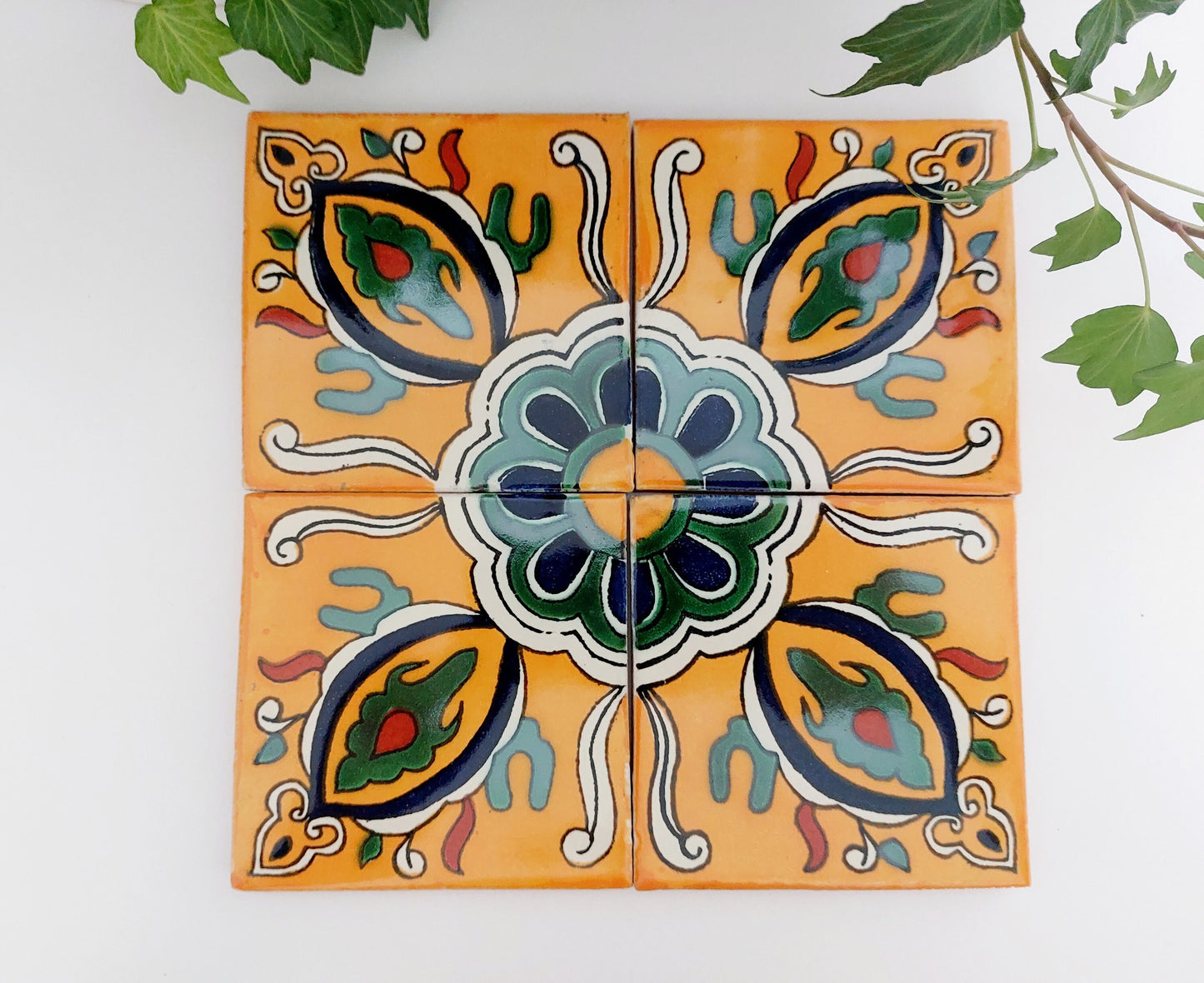 Ceramic Coasters Warm Mix Yellow and Blue pattern