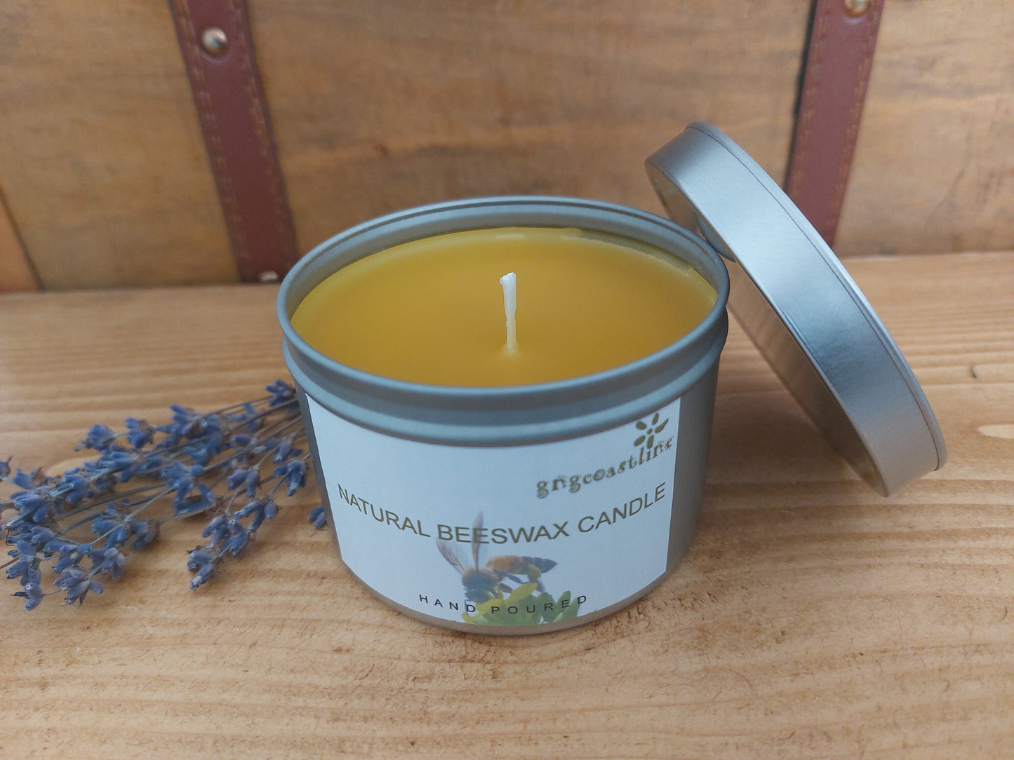Beeswax Candle In a Silver Round Seamless Tin With Lid