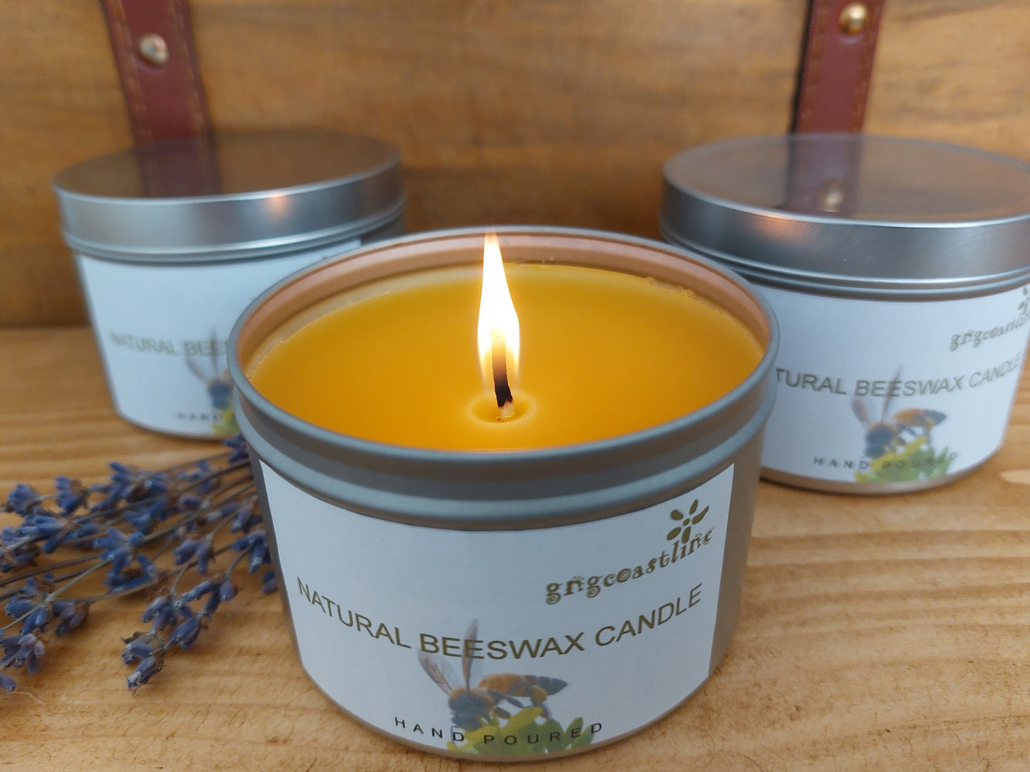 Beeswax Candle In a Silver Round Seamless Tin With Lid