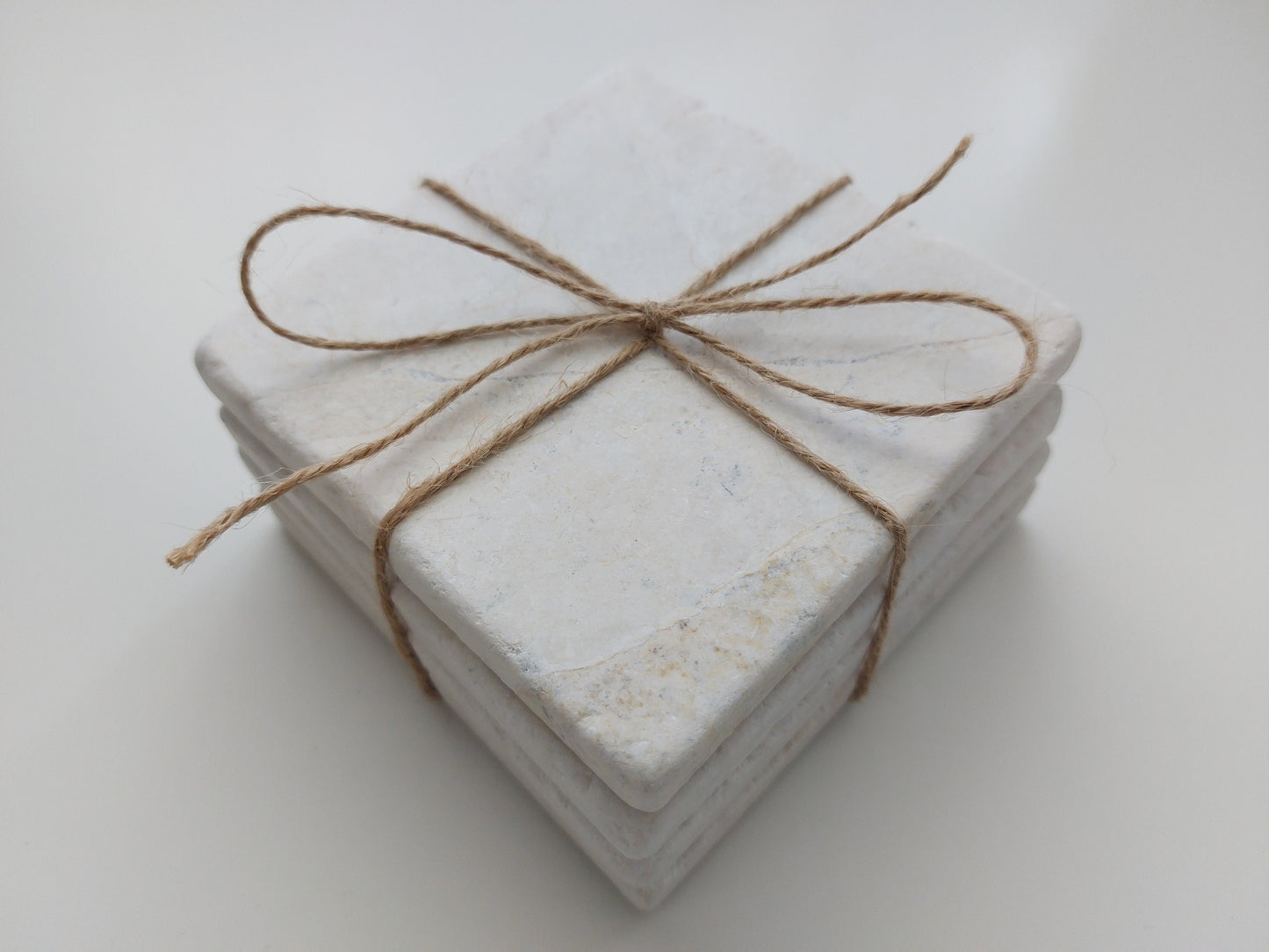 Rustic Tumbled Natural Marble coasters set