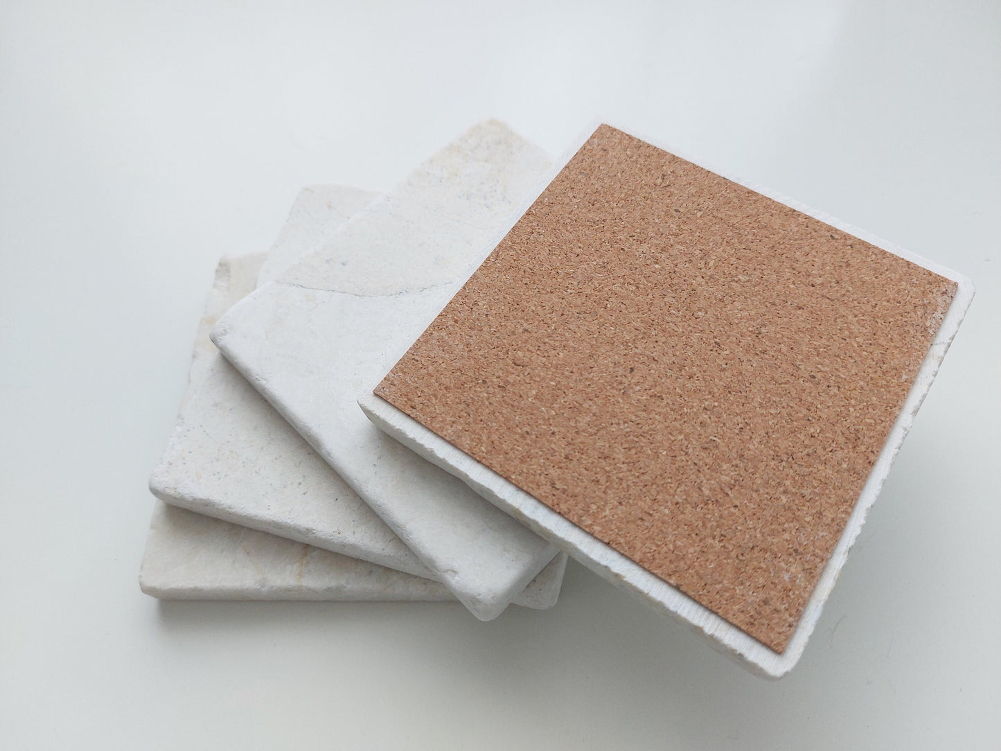 Rustic Tumbled Natural Marble coasters set