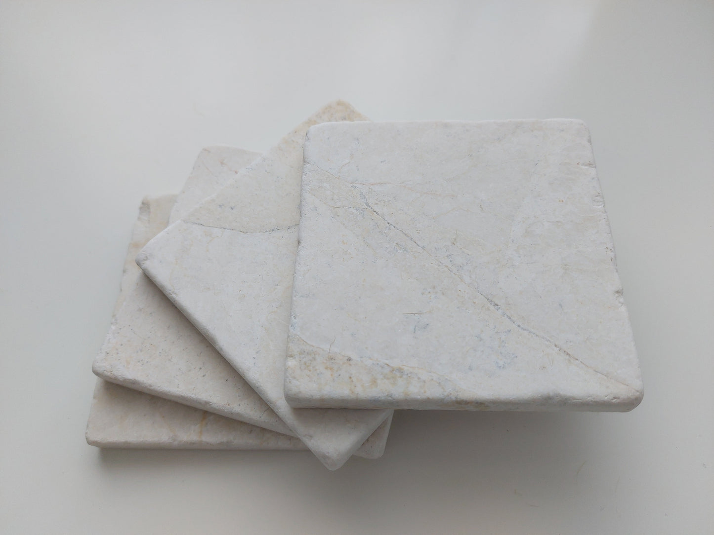Rustic Tumbled Natural Marble coasters set