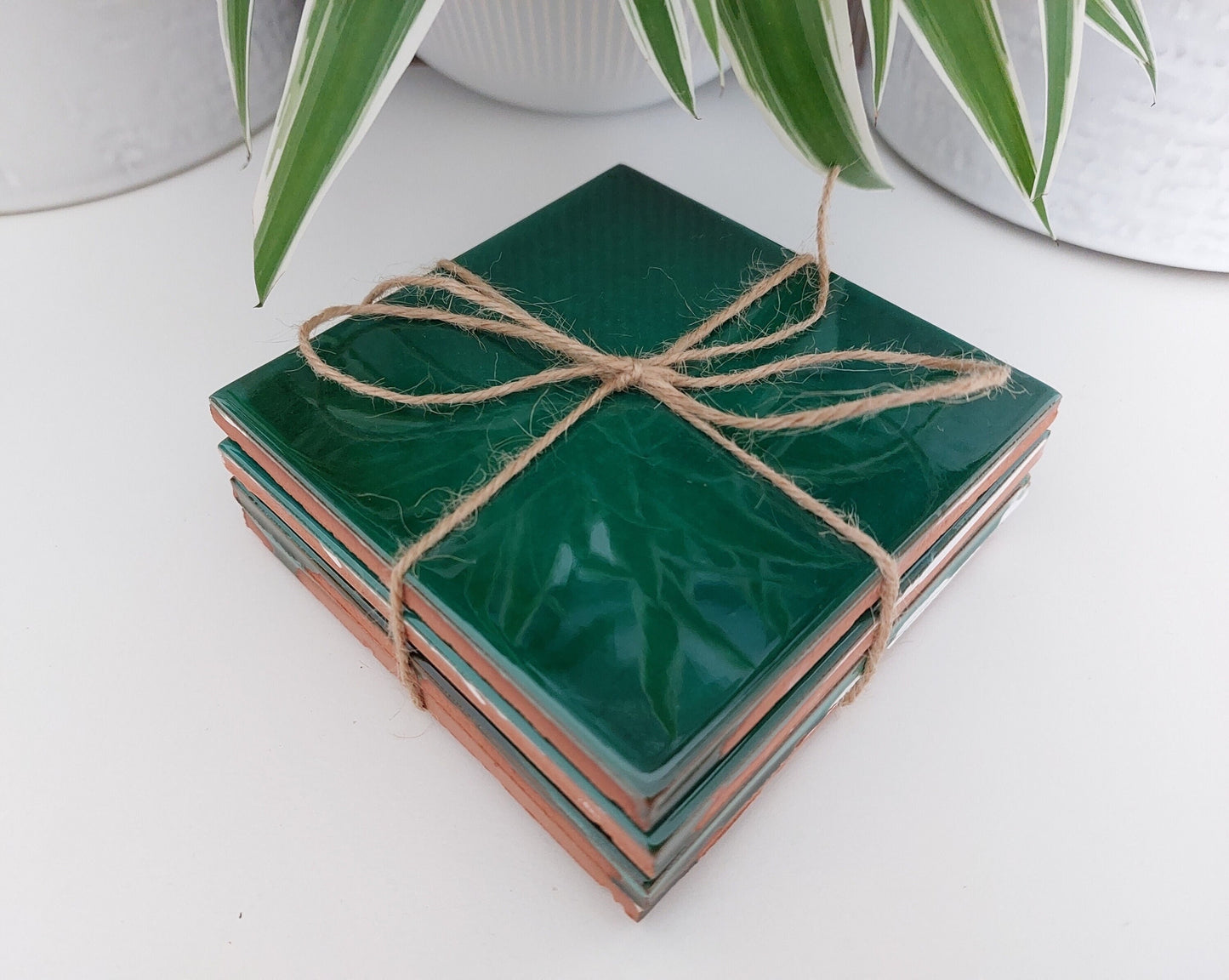 Ceramic Green coasters ( coasters set of 4 )