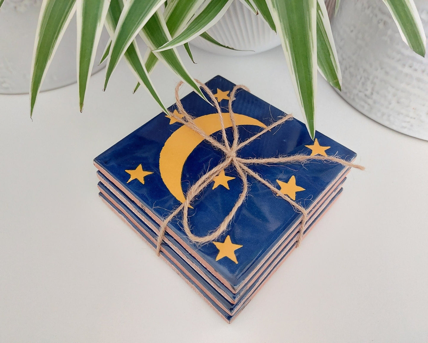 Ceramic Moon And Stars Coasters