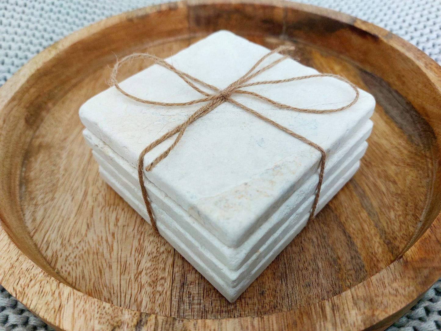 Rustic Tumbled Natural Marble coasters set