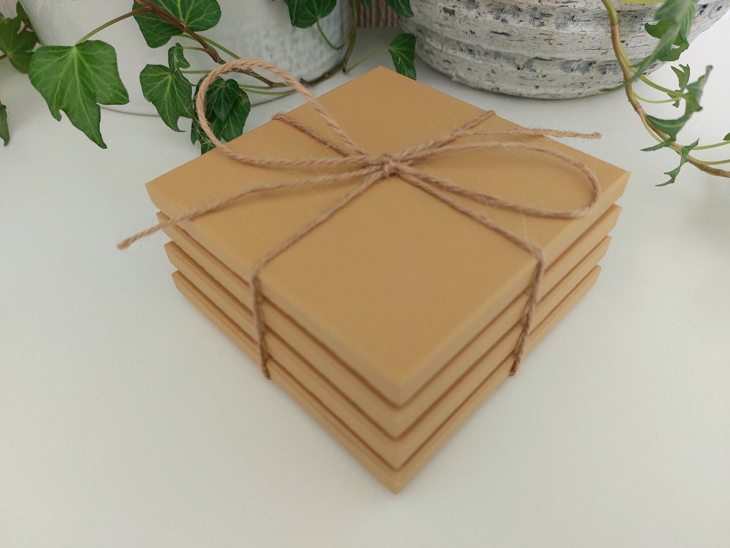 Ceramic Matte Yellow Coasters