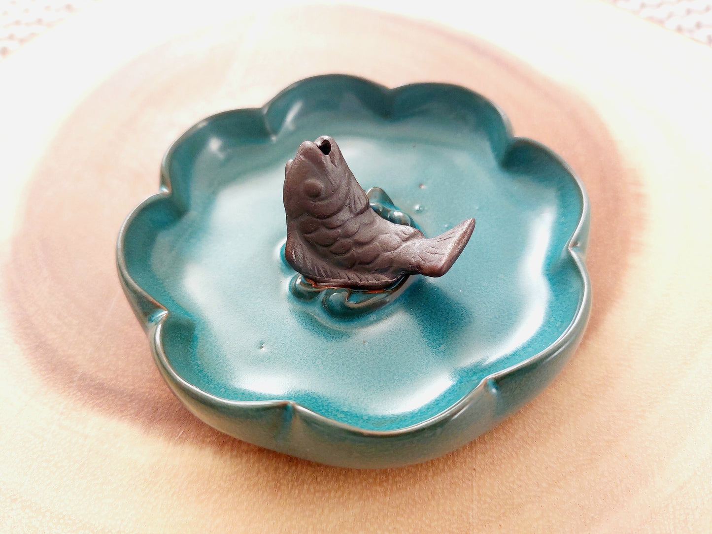 Ceramic Fich Incense holder/ burner / Home Decoration
