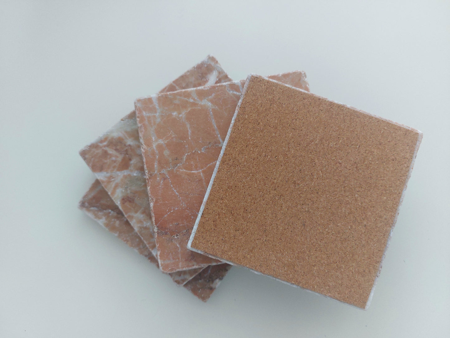 Rustic Tumbled Natural Rose Marble Coasters set