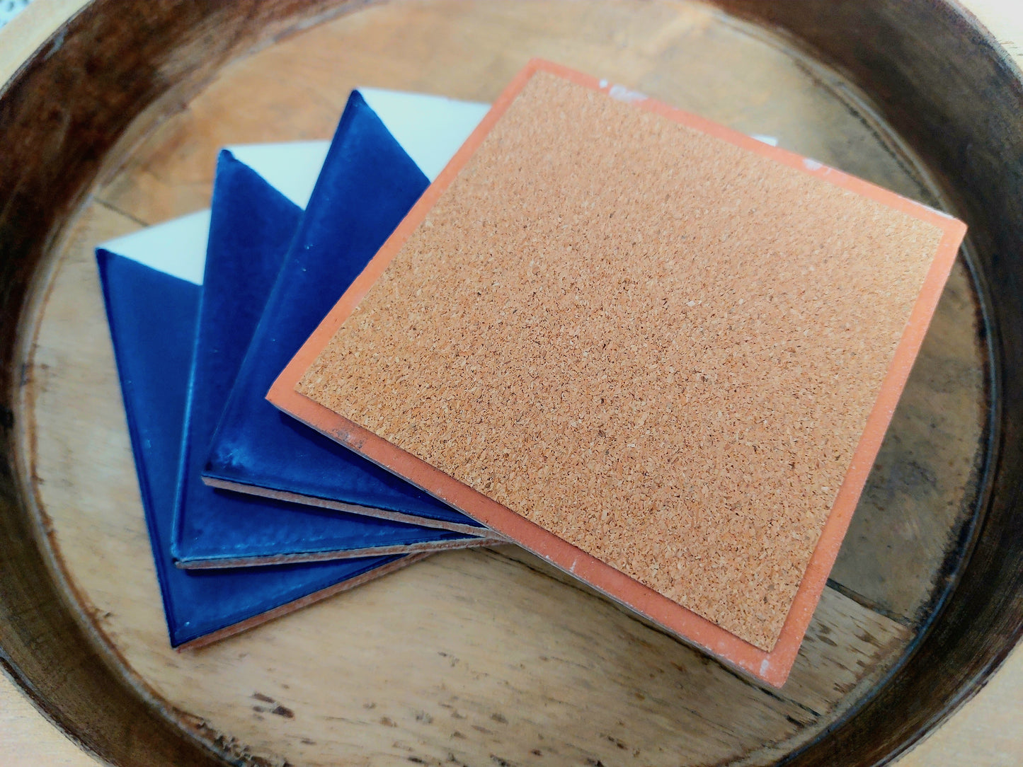 Ceramic Coasters Mix Blue and White Geometric Pattern