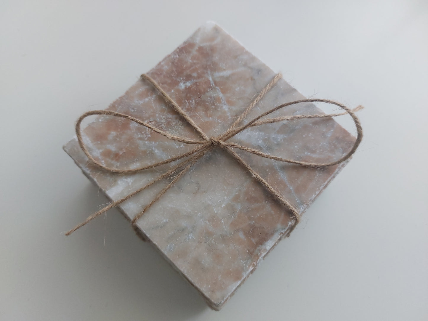 Rustic Tumbled Natural Light Rose Marble Coasters set