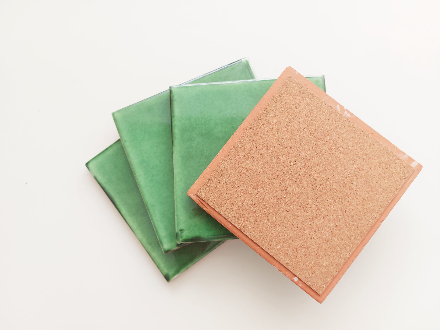 Ceramic Soft Green coasters ( set of 4 )