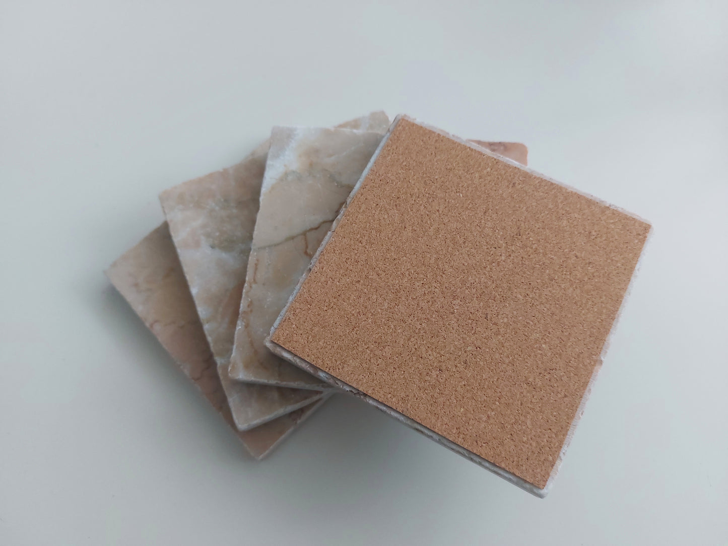 Rustic Tumbled Natural Light Rose Marble Coasters set