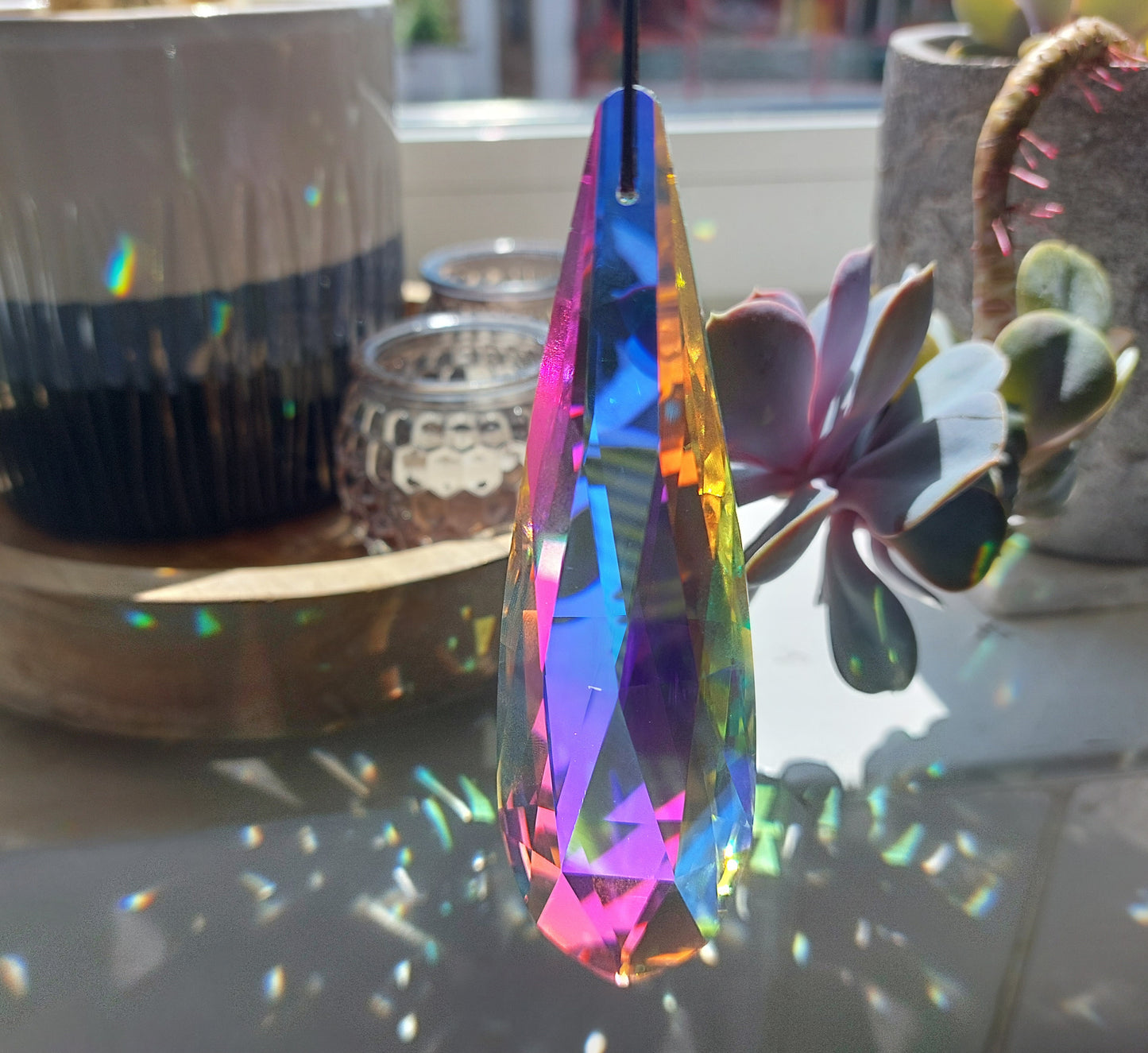 Large Hanging Crystals Prism Rainbow Maker Suncatcher 120mm