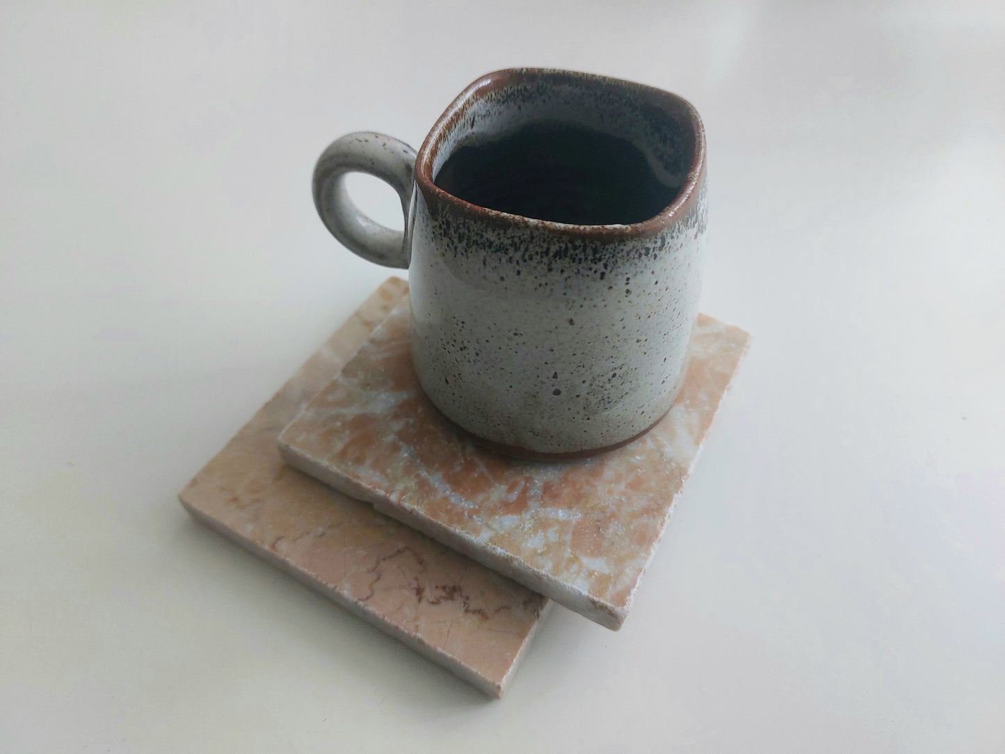 Rustic Tumbled Natural Light Rose Marble Coasters set