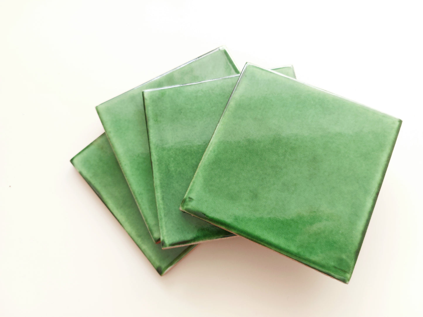 Ceramic Soft Green coasters ( set of 4 )
