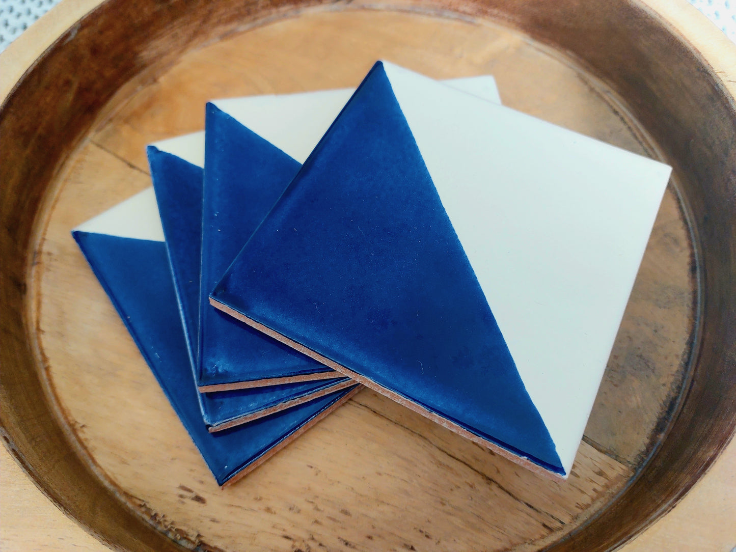 Ceramic Coasters Mix Blue and White Geometric Pattern