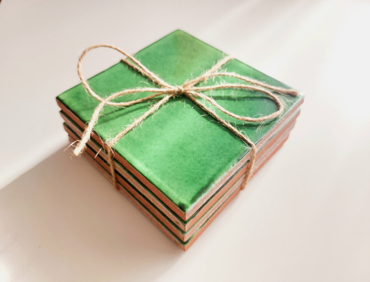 Ceramic Soft Green coasters ( set of 4 )