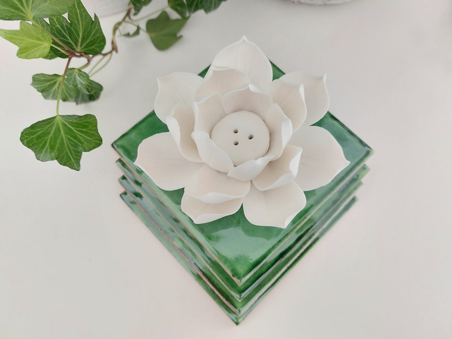 Ceramic Soft Green coasters ( set of 4 )