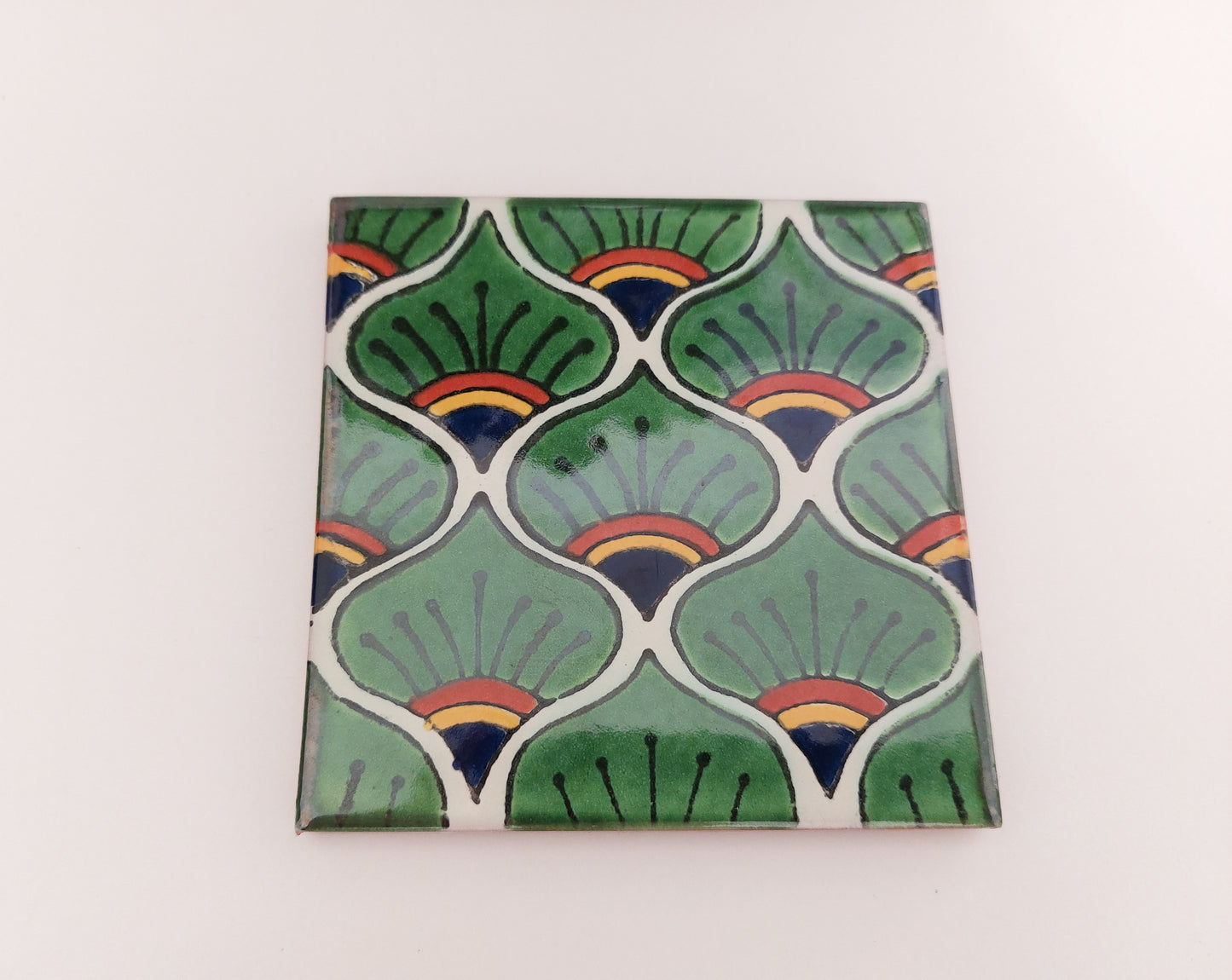 Ceramic Peacock Feather Coasters (set of 4)