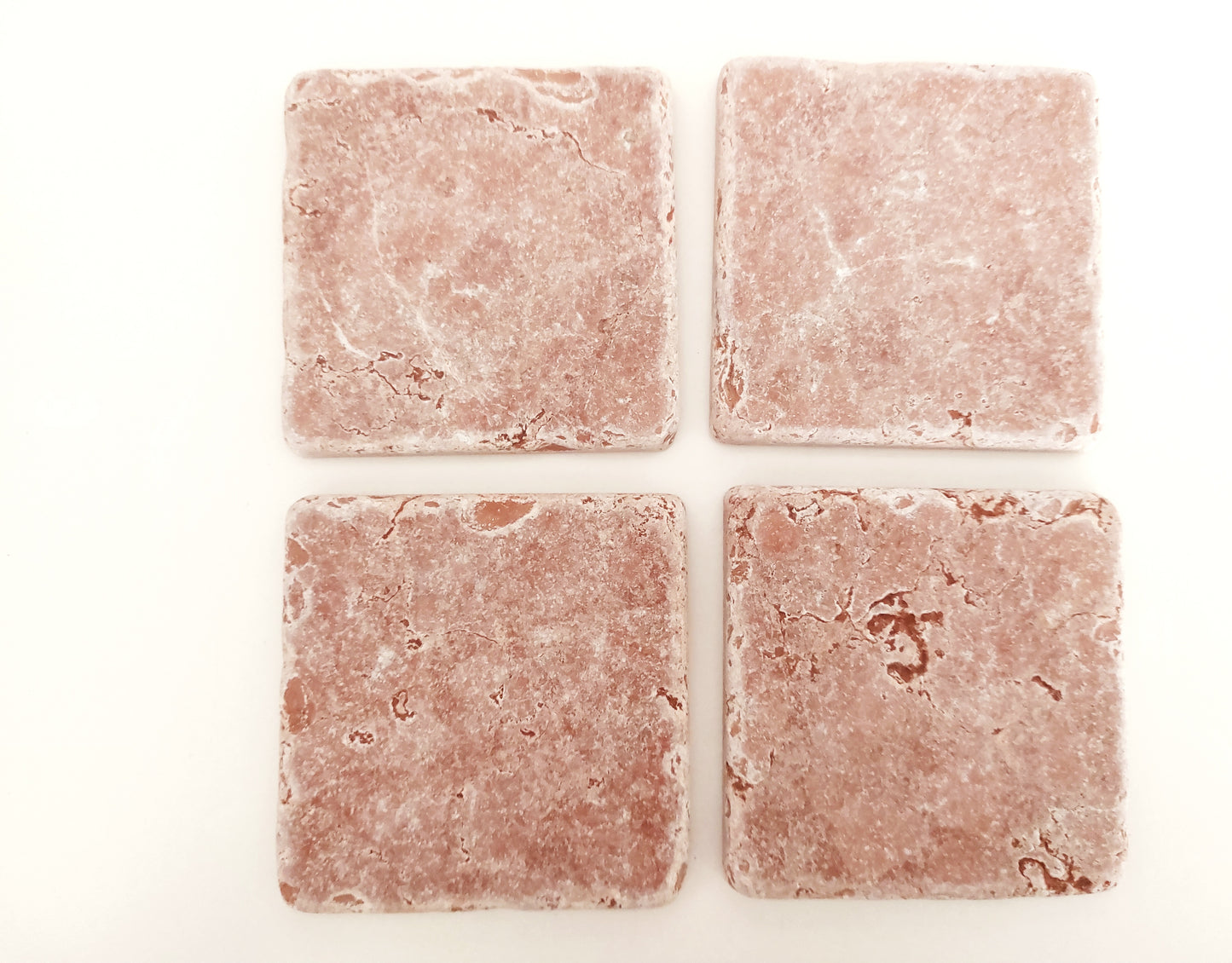 Rustic Tumbled Natural Rose Marble Coasters set