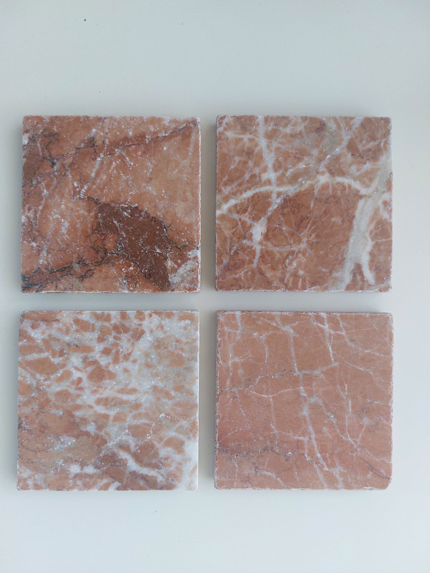 Rustic Tumbled Natural Rose Marble Coasters set