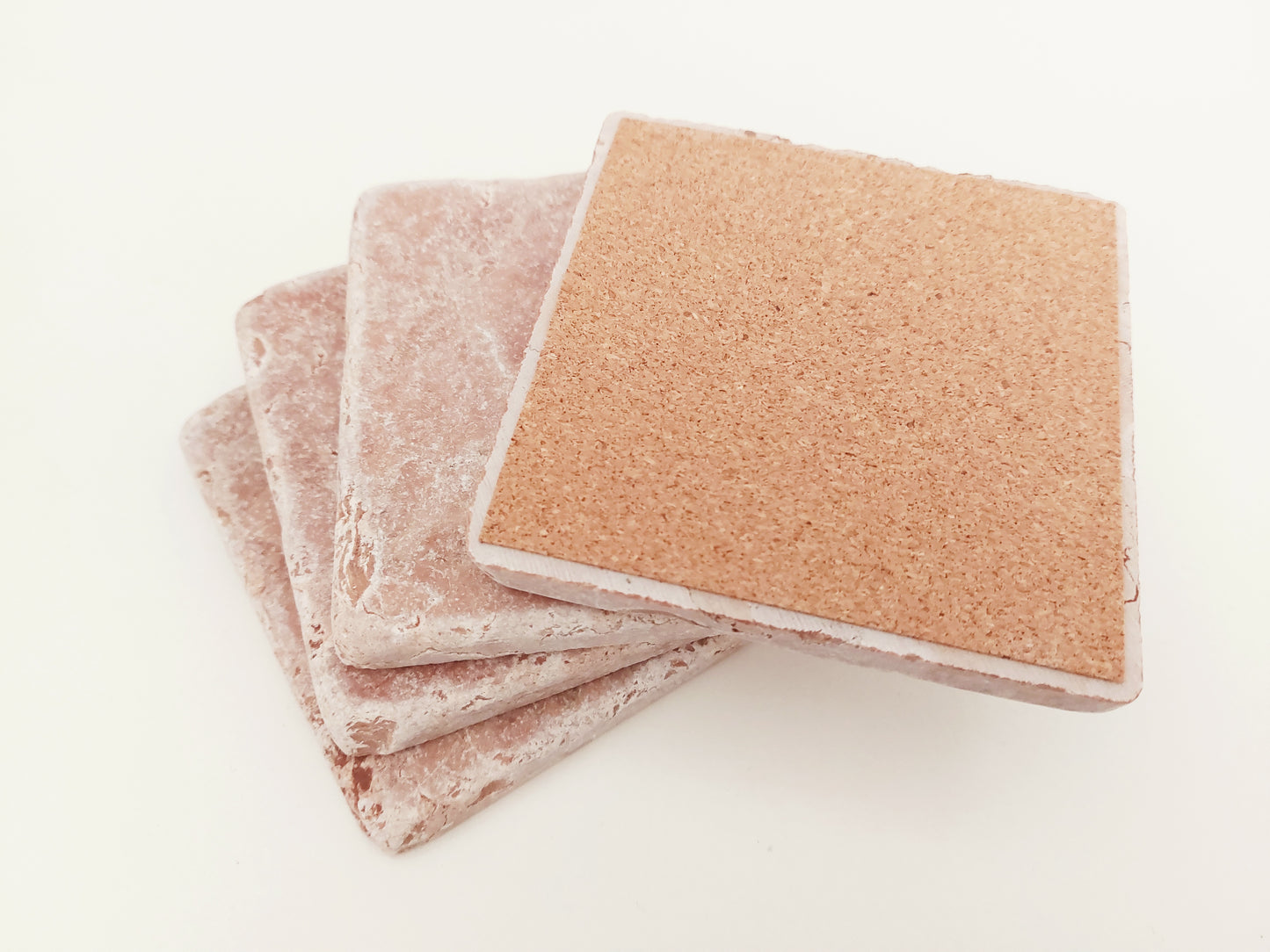 Rustic Tumbled Natural Rose Marble Coasters set
