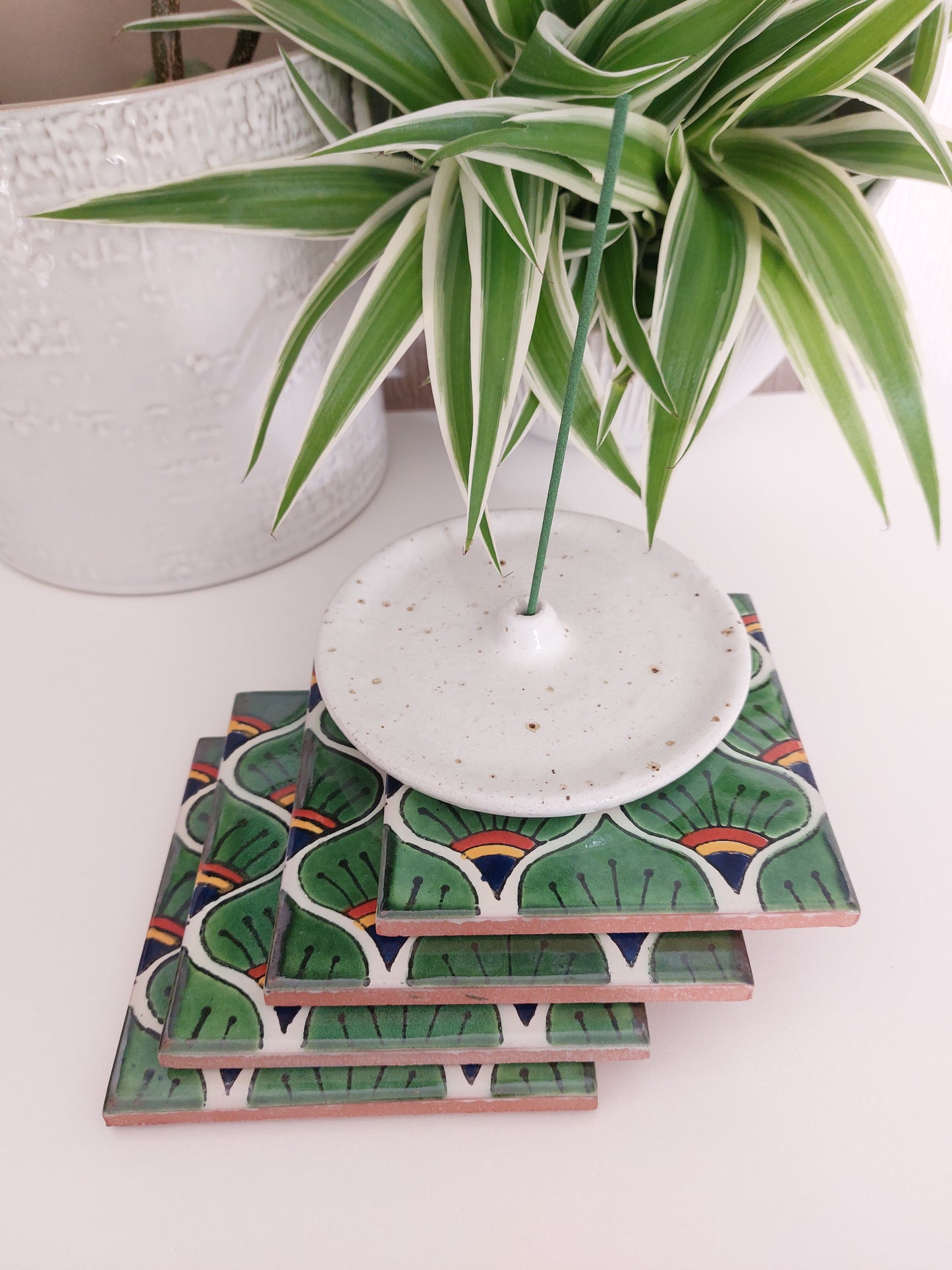 Ceramic Peacock Feather Coasters (set of 4)