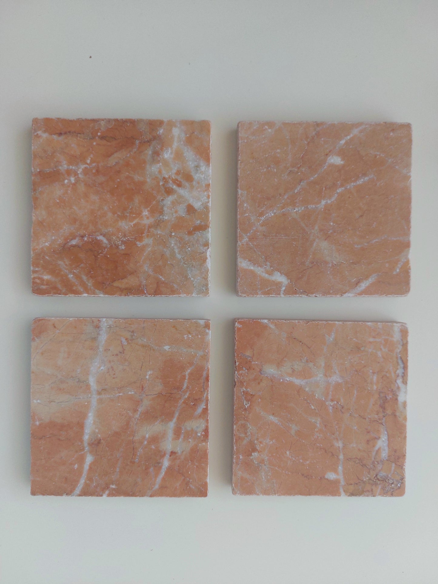 Rustic Tumbled Natural Rose Marble Coasters set