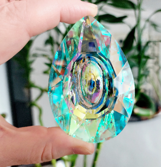 Large Hanging Crystal Prism Rainbow Maker Suncatcher 76mm