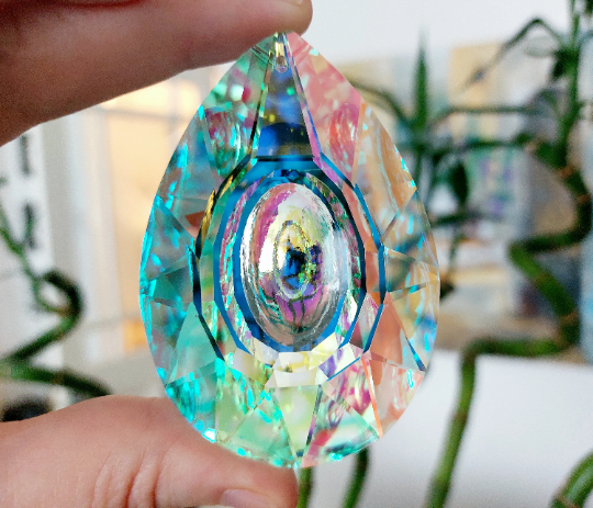 Large Hanging Crystal Prism Rainbow Maker Suncatcher 76mm