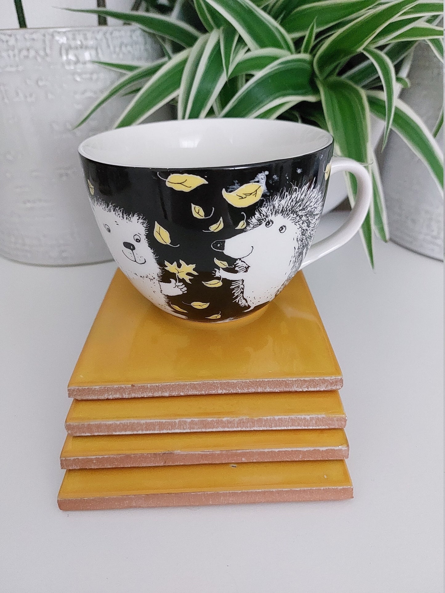 Ceramic Yellow Coasters (Set of 4)