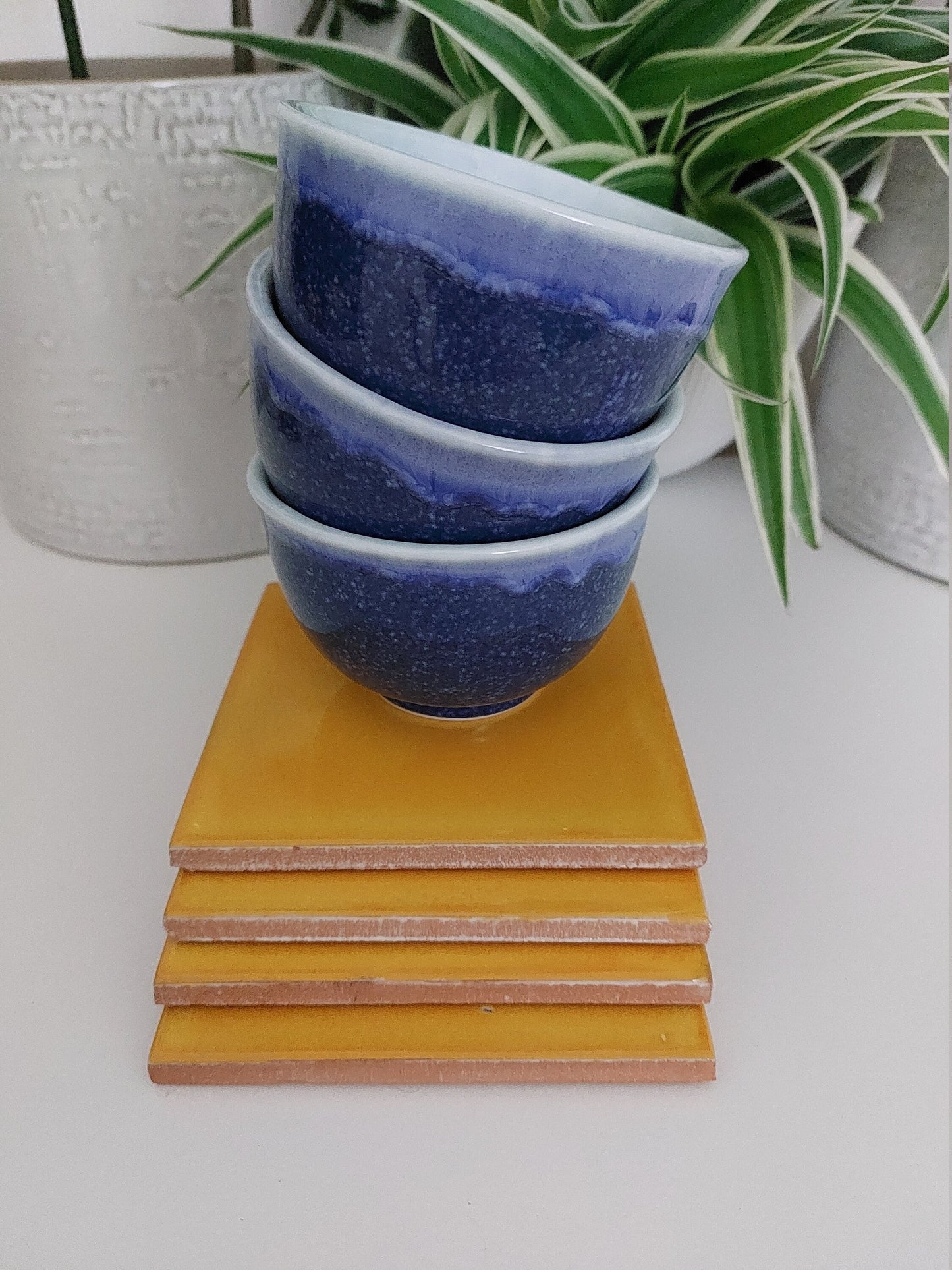Ceramic Yellow Coasters (Set of 4)