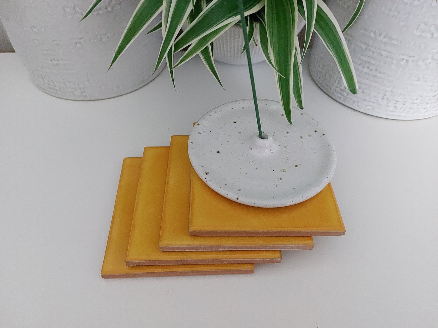 Ceramic Yellow Coasters (Set of 4)