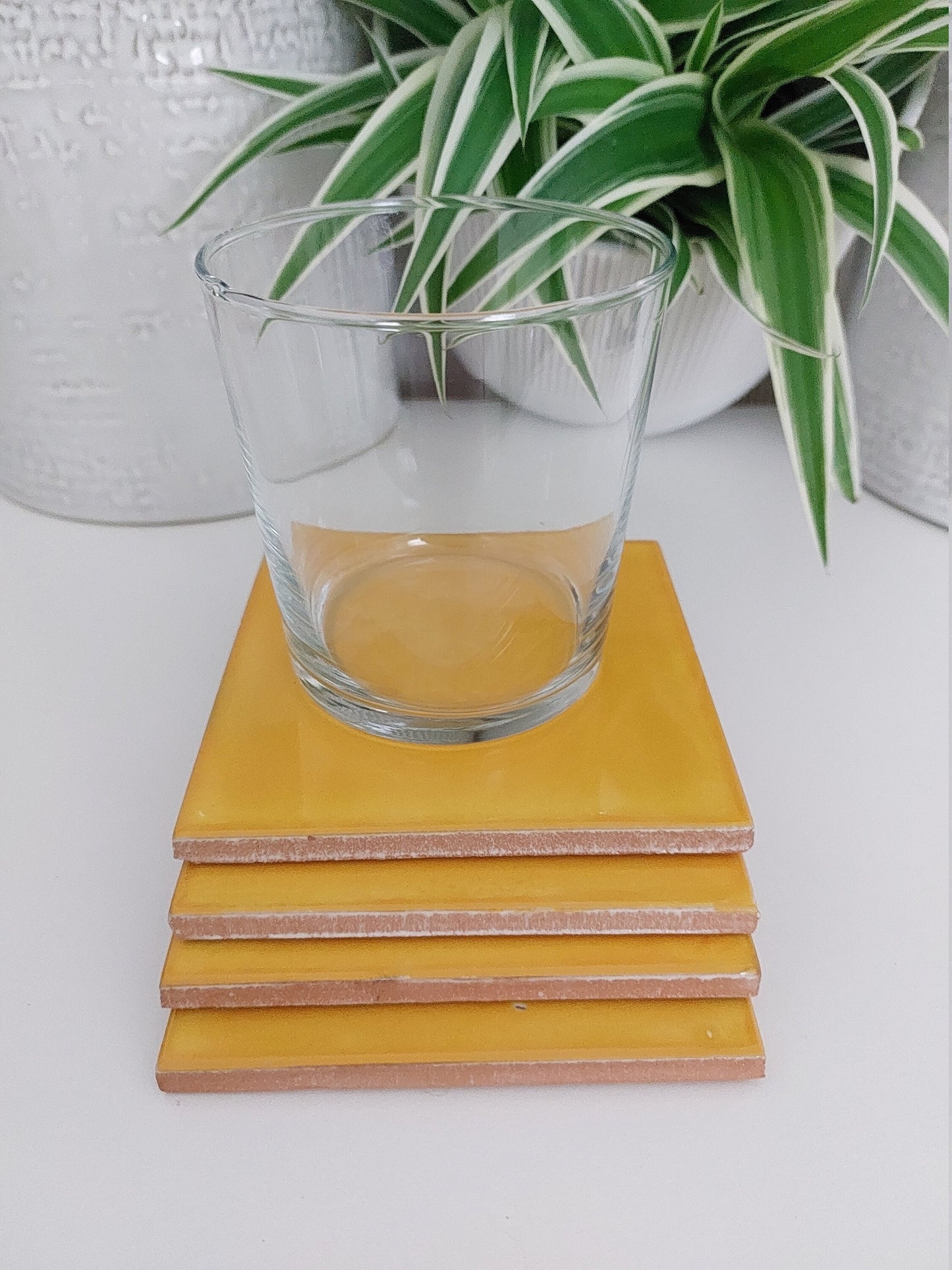 Ceramic Yellow Coasters (Set of 4)
