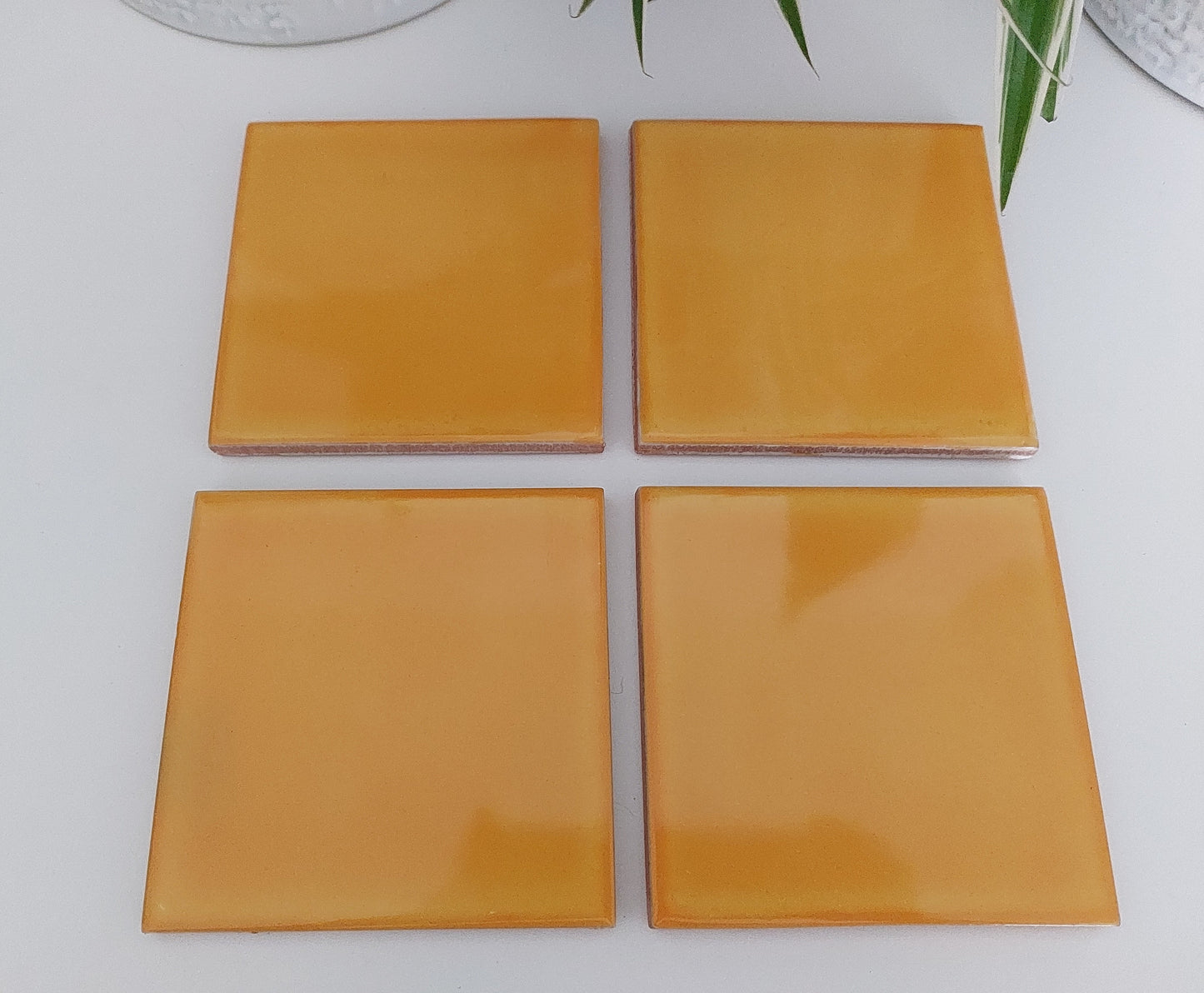 Ceramic Yellow Coasters (Set of 4)