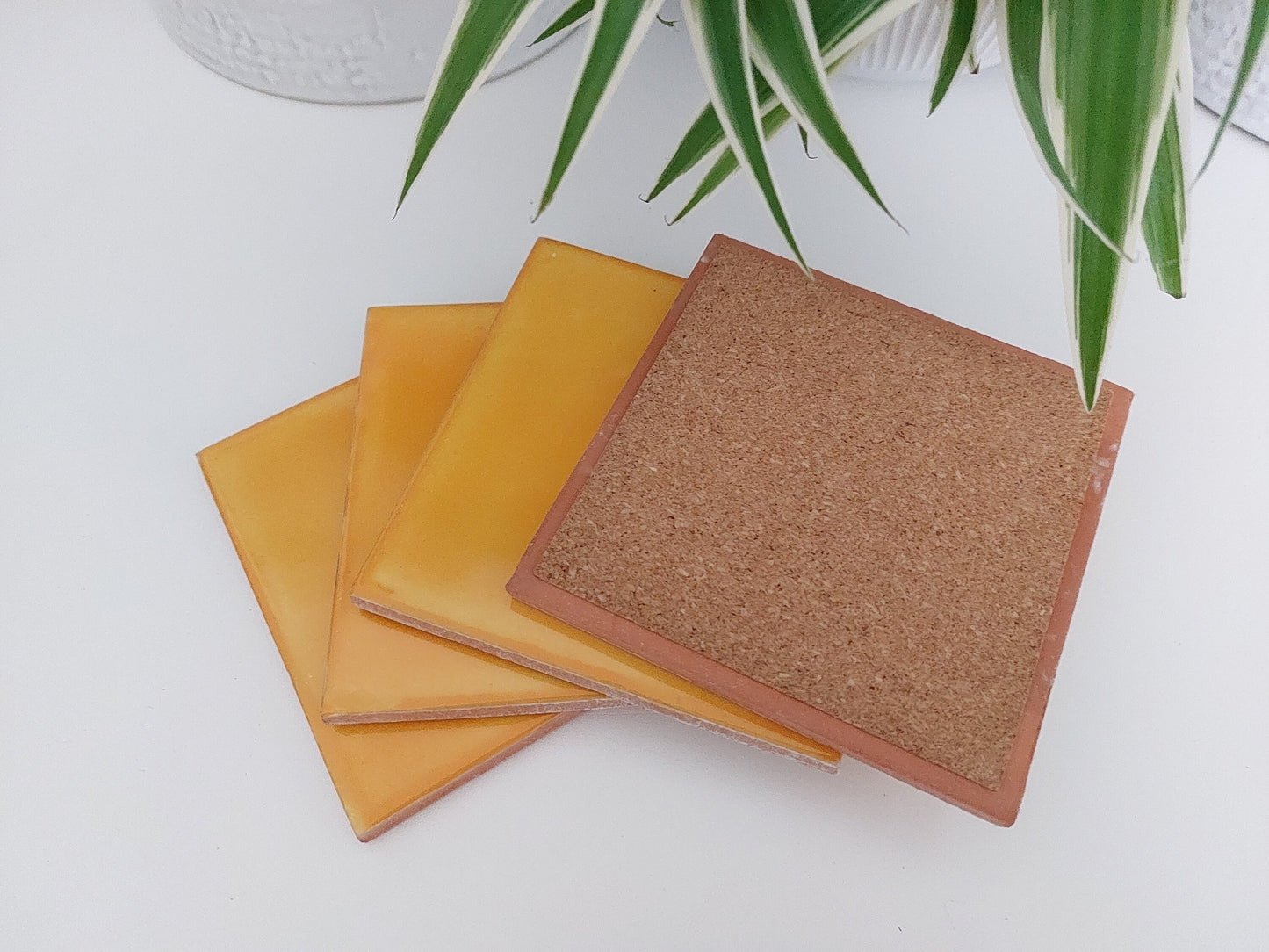 Ceramic Yellow Coasters (Set of 4)