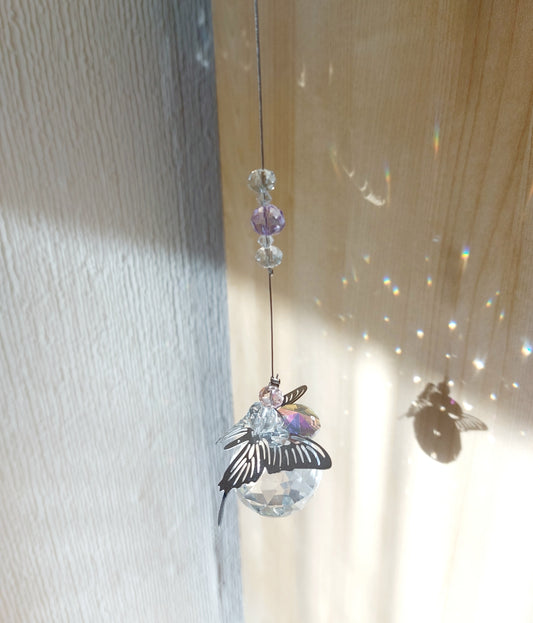 Butterfly Suncatcher Hanging Crystals Prism Rainbow Maker