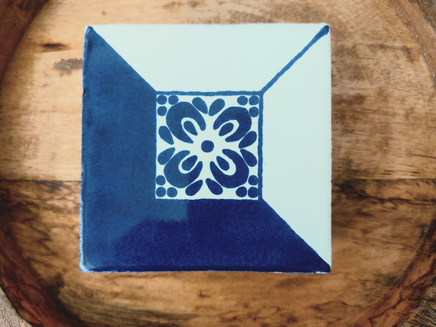 Ceramic Blue and Off-White Coasters