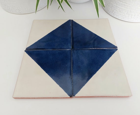 Ceramic Coasters Mix Blue and White Geometric Pattern