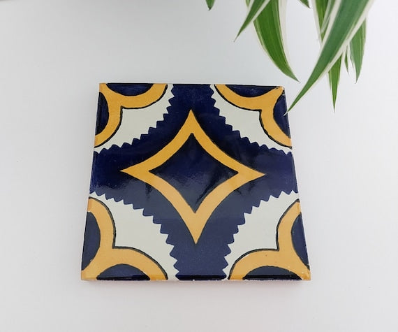 Ceramic Coasters Mix Yellow, Blue And White