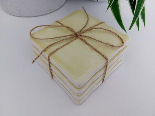 Ceramic Light Yellow glazed coasters ( set of 4 )