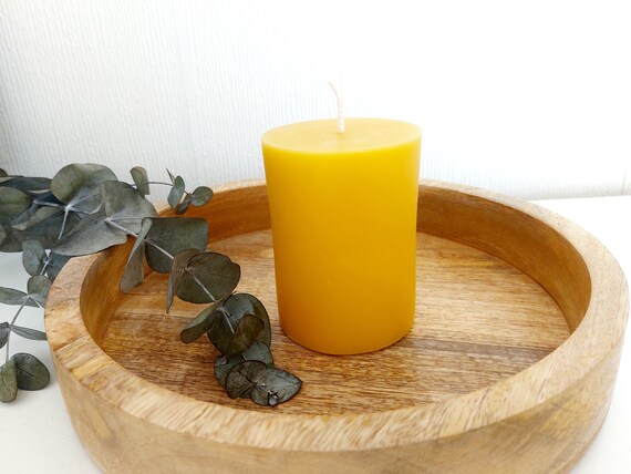 Yellow beeswax pillar candles : Smooth pillar / Honeycomb /Hexagon /Large smooth pillar