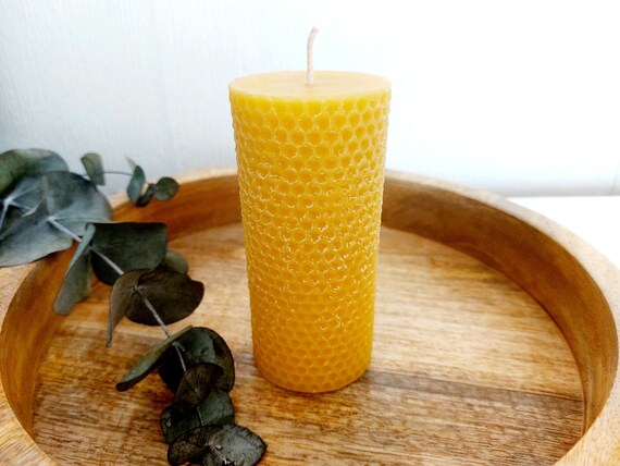 Yellow beeswax pillar candles : Smooth pillar / Honeycomb /Hexagon /Large smooth pillar