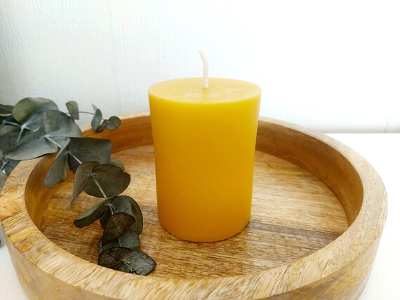 Yellow beeswax pillar candles : Smooth pillar / Honeycomb /Hexagon /Large smooth pillar