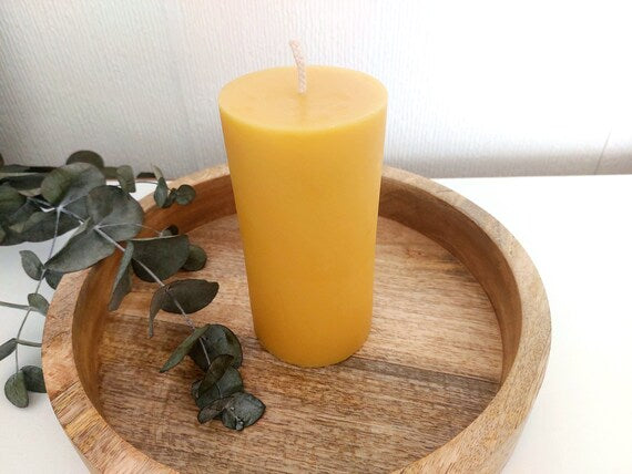 Yellow beeswax pillar candles : Smooth pillar / Honeycomb /Hexagon /Large smooth pillar