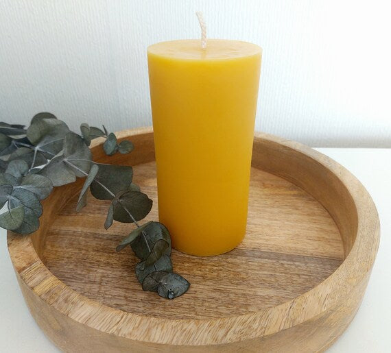 Yellow beeswax pillar candles : Smooth pillar / Honeycomb /Hexagon /Large smooth pillar