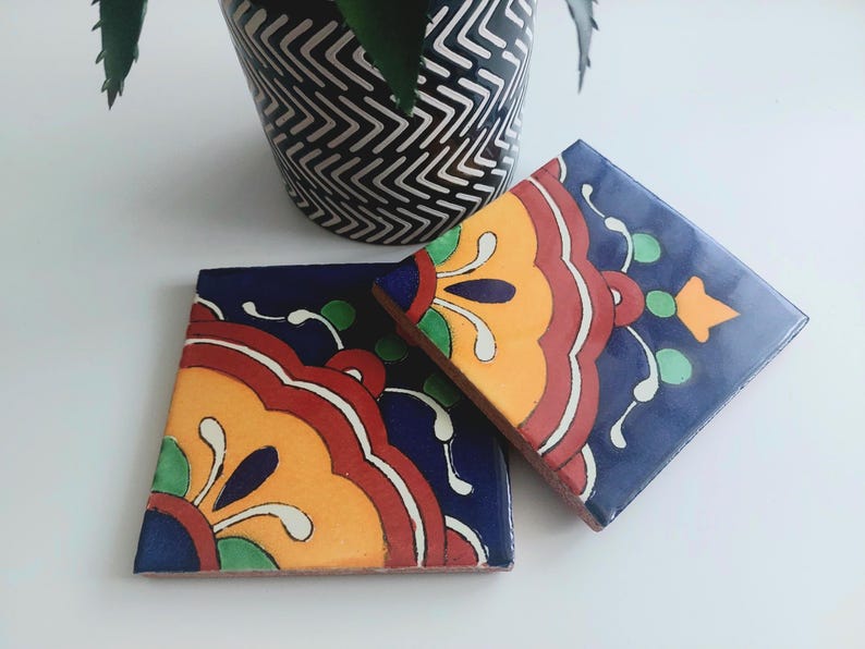 Ceramic Mix Blue, Brown and Yellow Coasters