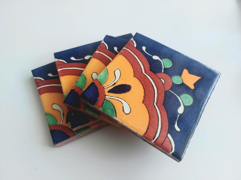 Ceramic Mix Blue, Brown and Yellow Coasters